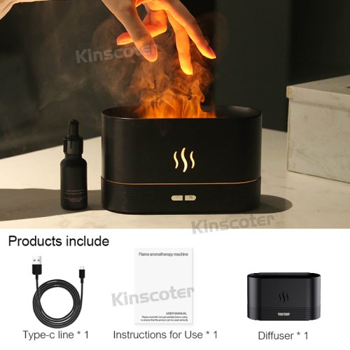 Afbeelding van KINSCOTER Aroma Diffuser Luchtbevochtiger Ultrasone Cool Mist Maker Fogger Led Etherische Olie Vlam Lamp Difusor
