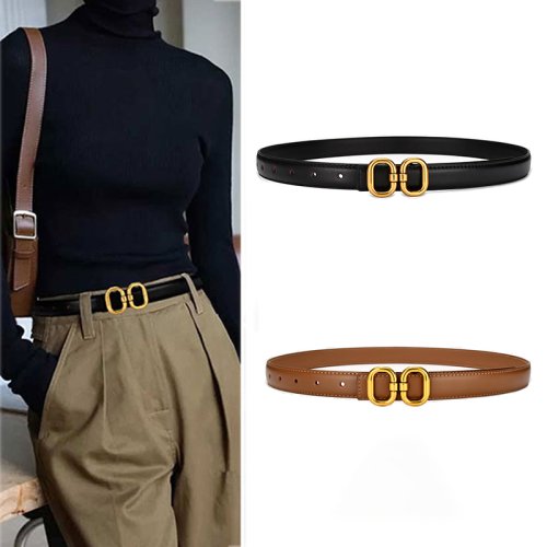 Afbeelding van DINISITON Nieuwe damesriem Klassieke gouden riem met pingesp Mode PU-leer Premium gevoel broekriemen