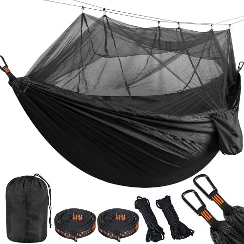 Image of Ultra-Comfortable Lightweight Camping Hammock with Mosquito Net – Durable, Breathable 210T Parachute Nylon Outdoor Hammock for Nature Lovers