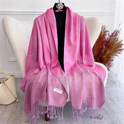 Image de Écharpe Cachemire Femme Automne - Châle Floral Doux et Chaud