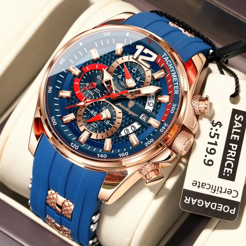 Imagen de Reloj Militar de Lujo para Hombre con Calendario, Cronógrafo y Correa de Silicona - Diseño Moderno, Luminoso y Resistente al Agua