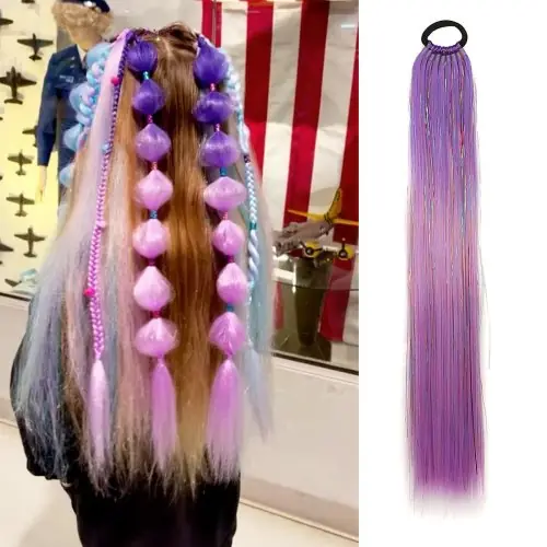 Image de Queue de cheval pailletée bleu-violet pour filles