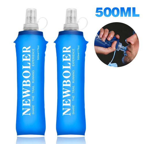 Immagine di Bottiglia d'Acqua Pieghevole in Silicone Morbido da 500ml – Ideale per Sport, Escursioni, Viaggi e Corsa con Borsa per Idratazione Portatile