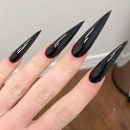 Bild von Schwarze Stiletto-Nägel – Elegantes Nagelset für glamouröse Looks