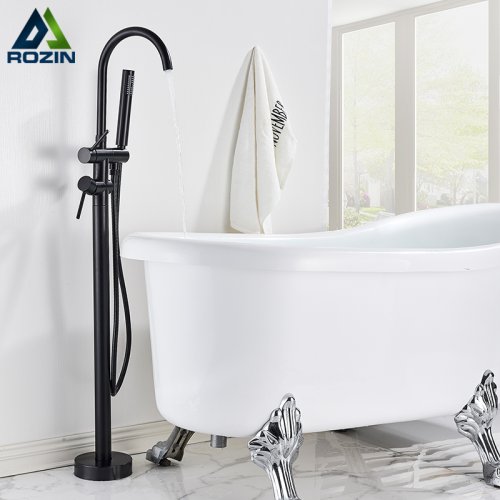 Imagen de Grifo de Bañera de Pie Negro con 7 Colores - Diseño Moderno y Funcional