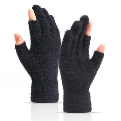 Image de Gants Hiver Sans Doigts en Fourrure de Vison - Chaleur & Écran Tactile