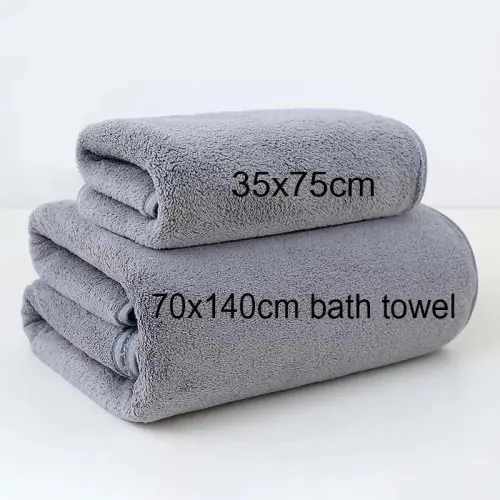 Image de Serviettes de Bain Gris Rose - Douces & Absorbantes