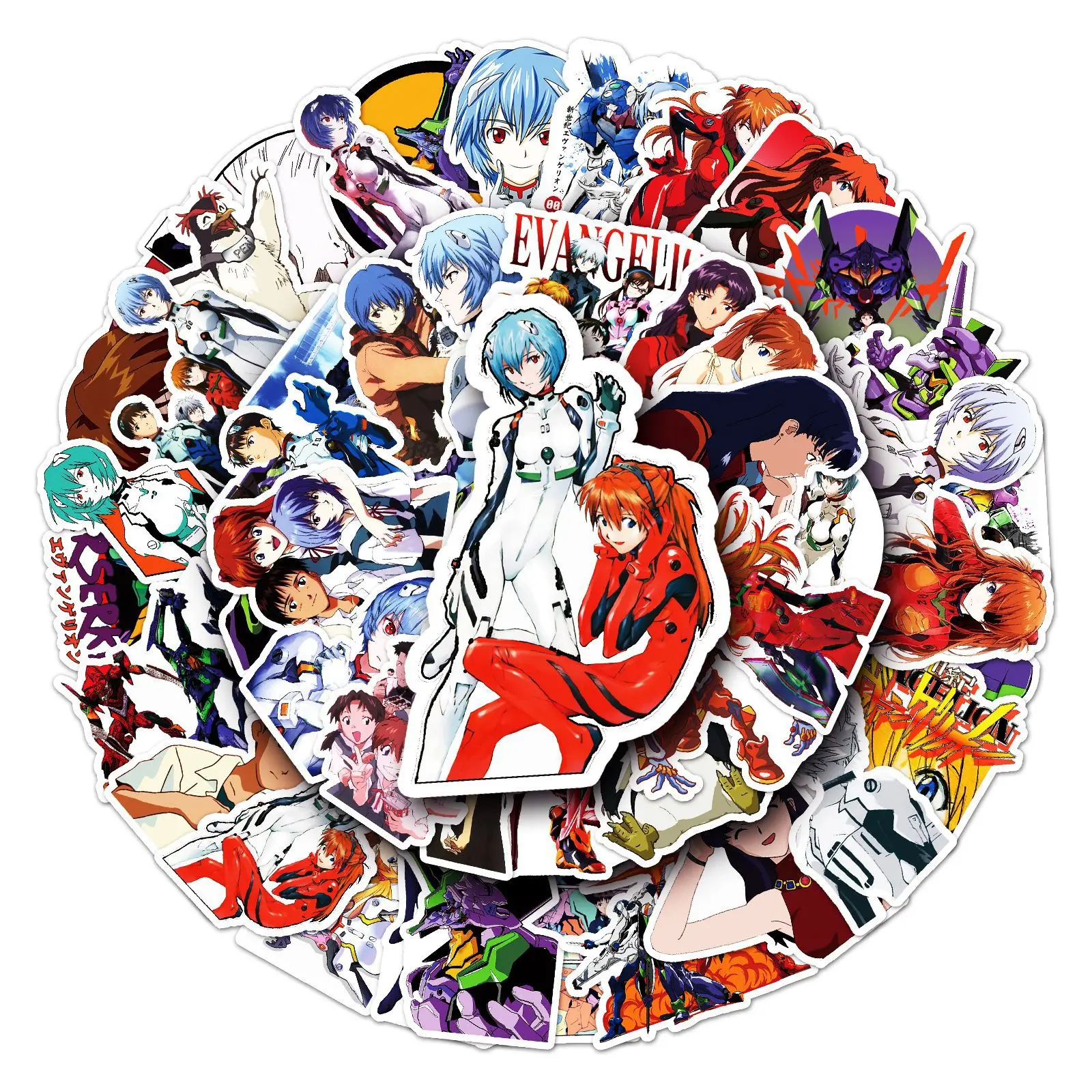 Zdjęcie 50 sztuk kreatywnych naklejek z motywem anime Evangelion – idealne do dekoracji walizek, skuterów, laptopów i tabletów