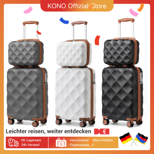 Zdjęcie Zestaw bagażowy British Traveler – walizka kabinowa z zamkiem TSA i kosmetyczka, 4 podwójne rolki, 31–54 cm