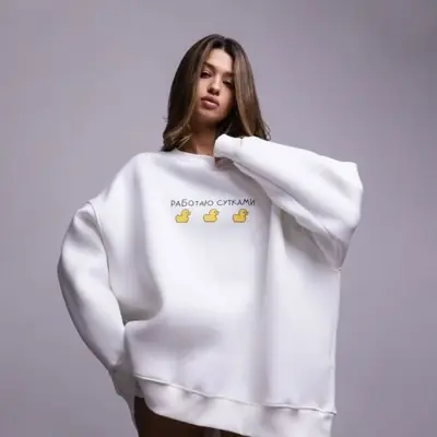 Image de Sweatshirt Imprimé Canard Américain Style Russe