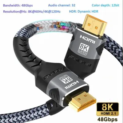 Câble HDMI 8K Ultra HD - Haute Vitesse pour PS5 et PC