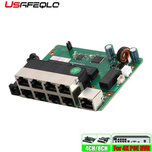 Image of 4K PoE NVR System Components – 48-52V 4-8 Port PoE Switch with 10/100Mbps Ethernet for CCTV Security Camera Setup