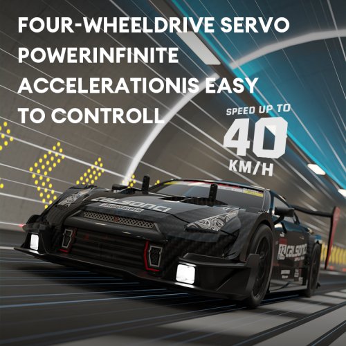 Image of 40 km/h Rechargeable Remote Control Racing Drift Car with Electric Motor and Graffiti Design – High-Speed RC Toy for Boys