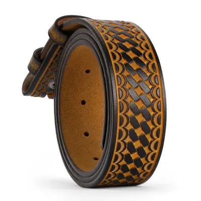Image de Ceinture Vintage Cuir Véritable Homme - Style Cowboy Occidental