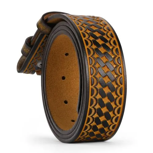 Image de Ceinture Vintage Cuir Véritable Homme - Style Cowboy Occidental