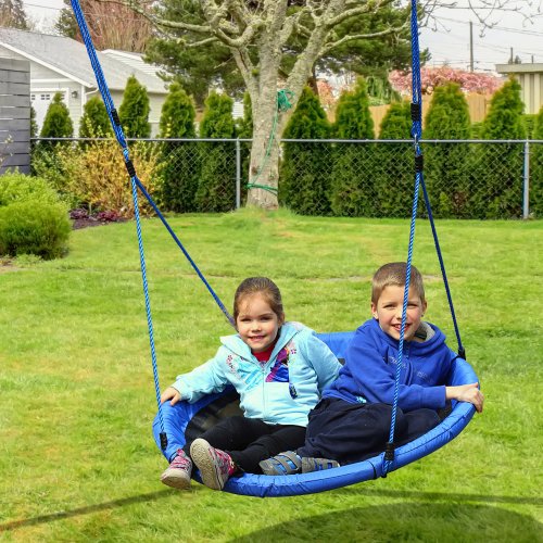 Image of HOMCOM large children's removable garden nest swing Ø 100x180 cm blue