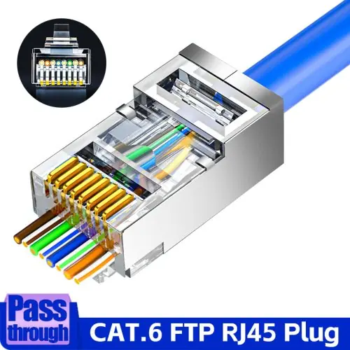 Image de Connecteur RJ45 Cat6 Blindé Or - Haute Performance Ethernet
