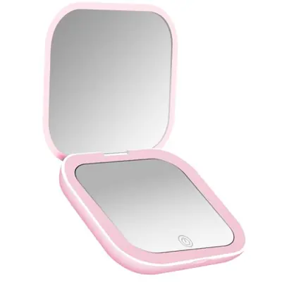 Image de Miroir de maquillage LED pliable 1x/2x - Portable et éclairé