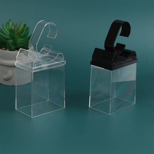 Image of Elegant Transparent Plastic Watch Display Stand with Portable Storage Box for Wristwatches and Jewelry Showcase