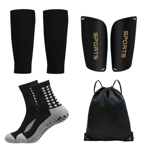 Bild von 4-teiliges Anti-Rutsch-Fußballsocken-Set mit Sport-Beinmanschetten für Männer und Frauen – Ideal für Training, Basketball und andere Sportarten inkl. Kordelzug-Tasche