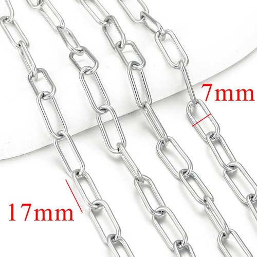 Imagen de 1 metro de acero inoxidable grande pesado ovalado nudo grueso Hip Hop Punk enlace cadena de oro DIY joyería hecha a mano collar pulsera cadenas