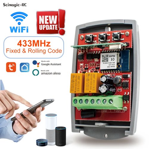 Afbeelding van Tuya WiFi Garagedeuropener – Universele 433 MHz Poortontvanger met Rolling Code