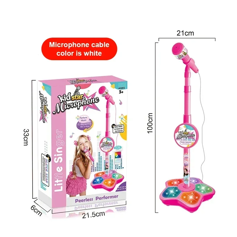 Immagine di Giocattoli per bambini Microfono karaoke con supporto Canto Canzone strumenti musicali Giocattoli con luce Giochi di sviluppo educativo Bambini