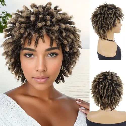 Image de Perruque Synthétique Afro Courte & Bouclée
