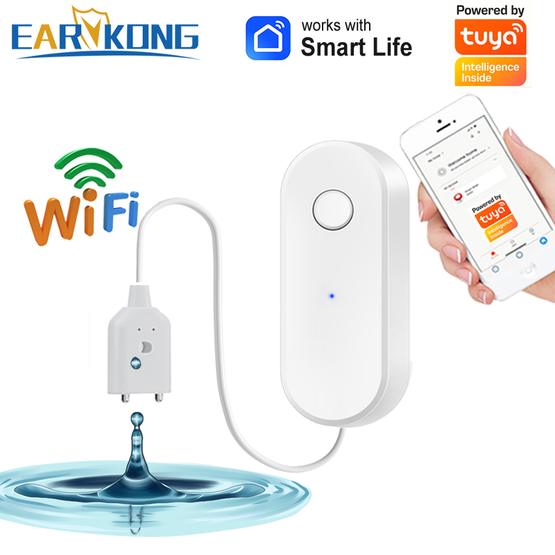 Zdjęcie Tuya WiFi Inteligentny czujnik wycieku wody Alarm wycieku cieczy Detektor poziomu przepełnienia Ochrona przed zalaniem Aplikacja SmartLife