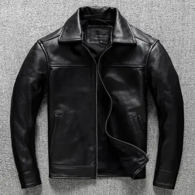 Image de Veste en Cuir Noir Homme - Style Élégant & Décontracté