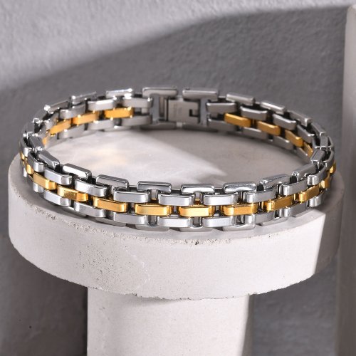 Immagine di Bracciale da Uomo in Acciaio Inossidabile a Maglie Spesse, Cinturino Maschile Fatto a Mano da 11 mm - Regalo Punk Elegante e Robusto