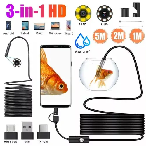 Image de Endoscope HD USB 720P - Inspection Étanche avec 8 LED