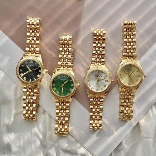 Imagen de Reloj de Pulsera de Oro para Mujer con Esfera Grande y Correa de Acero Inoxidable - Elegante y Resistente
