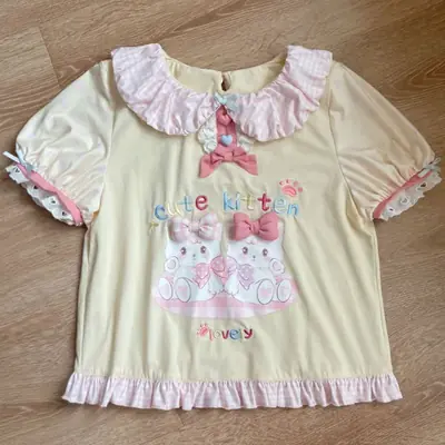 Image de Lolita Kawaii T-Shirt Dentelle à Nœud