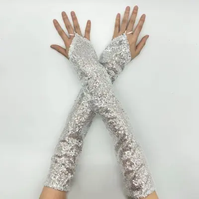 Image de Gants Vintage Pailletés Sans Doigts - Style Sexy & Élégant