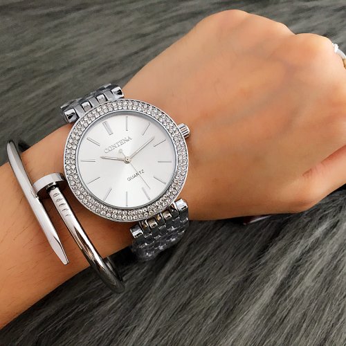 Immagine di Elegante Orologio da Donna in Acciaio Inox con Strass