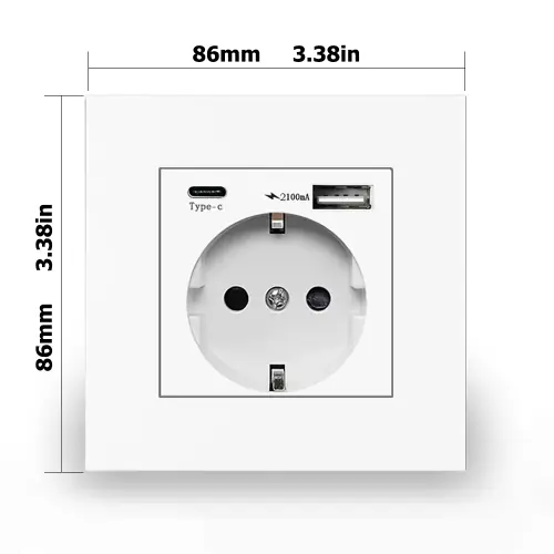 Image de Prise murale USB-C 220V 16A - Blanc & Noir
