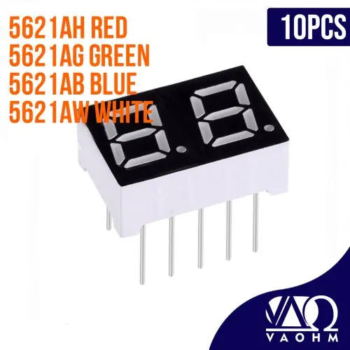 Image de Affichage LED 2 Chiffres - 5621AH/5612AB - Rouge, Bleu, Vert, Blanc