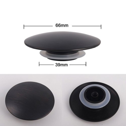 Image of Sink Drain Plug Pop Up 66mm Bathroom Sink Push Button Matte Black Replacement Filter For Kitchen Bathroom Sinks Bathtubs