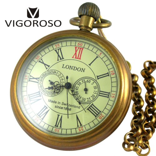 Imagen de Reloj de Bolsillo Antiguo de Cobre - Vintage con Cadena