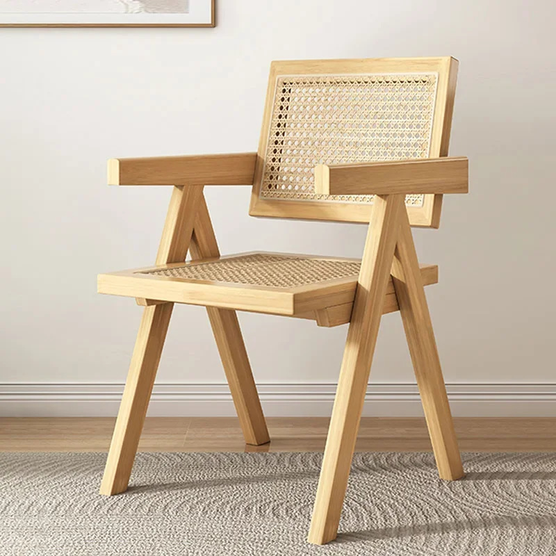 Image of Modern Italian-Style Armrest Dining Chairs with Minimalist Backrest Design – Stylish and Comfortable Kitchen Furniture for Contemporary Homes