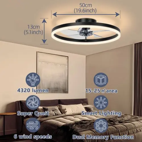 Image de Ventilateur de Plafond LED Intelligent avec Télécommande
