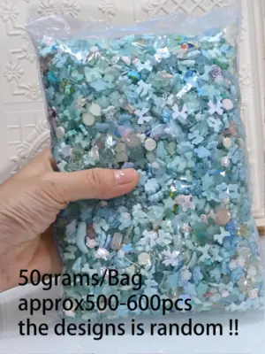 Image de Breloques Nail Art Bleues - 500-600 Pièces pour Manucure Créative
