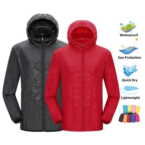 Bild von LNGXO Unisex-Wanderjacke für Herren und Damen, wasserdicht, schnell trocknend, Camping, Windjacke, Trekking, Angeln, Regenmantel, Outdoor, Anti-UV-Kleidung