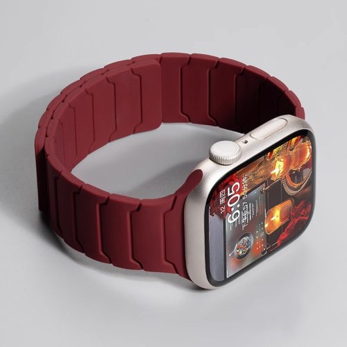 Immagine di Cinturino Magnetico in Silicone per Apple Watch Ultra 2 49mm, 45mm, 41mm e Serie 9, 8, 7, 6, SE, 5, 4 - Bracciale Compatibile con Dimensioni 38mm, 40mm, 42mm, 44mm
