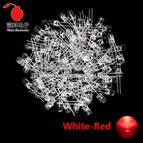 5MM wit-rood 100pcs