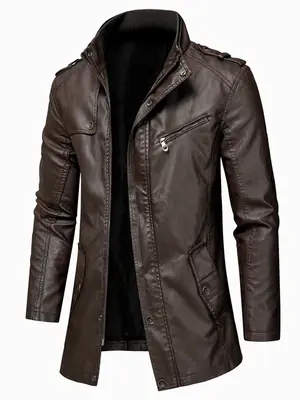 Image de Veste en Cuir Vintage Homme - Style Anglais Chaud & Décontracté
