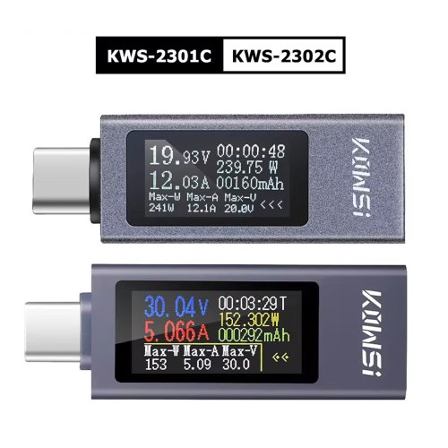 Bild von KWS 2302C USB-C Strom- & Spannungsmesser – Präzise Messung für alle Geräte
