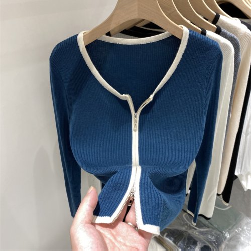 Image of Knitted Sweater Women Cardigans New Long Sleeve O-Neck White Knit Sweater Cardigan Women Tops Knitwears Sueters De Mujer Q963