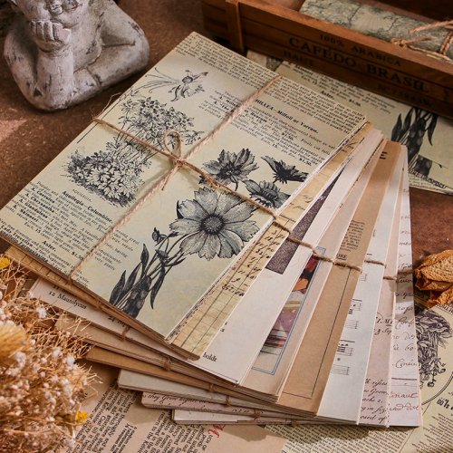 Image of 30-Piece Vintage Large-Size Decorative Paper Pack for Scrapbooking, Diary Albums, and DIY Junk Journals – Premium Craft Supplies for Creative Projects
